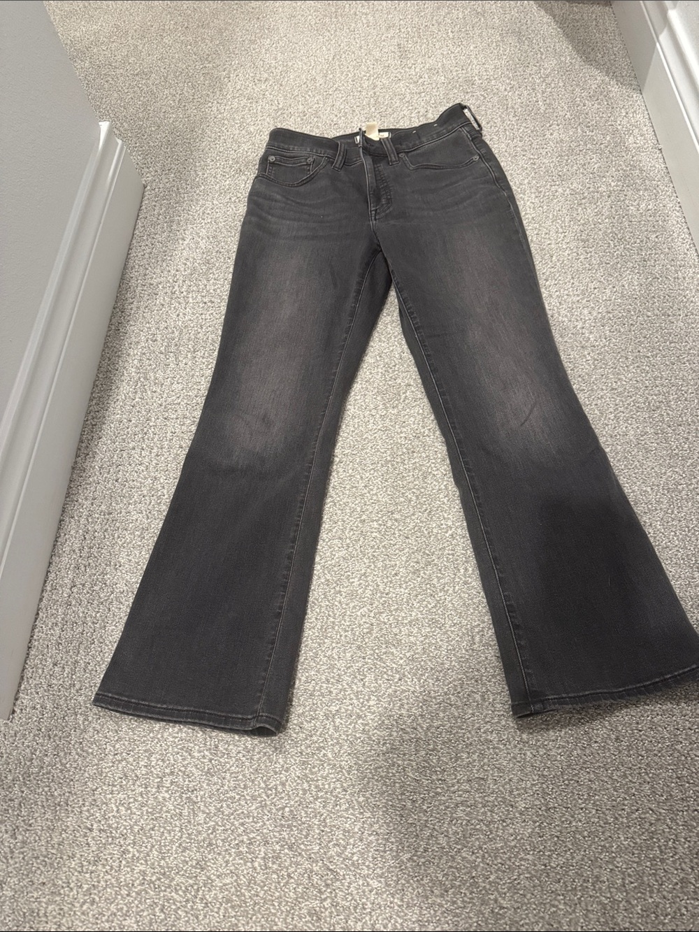 Madewell Mid-Rise Black Flared Jeans with Gentle Fade